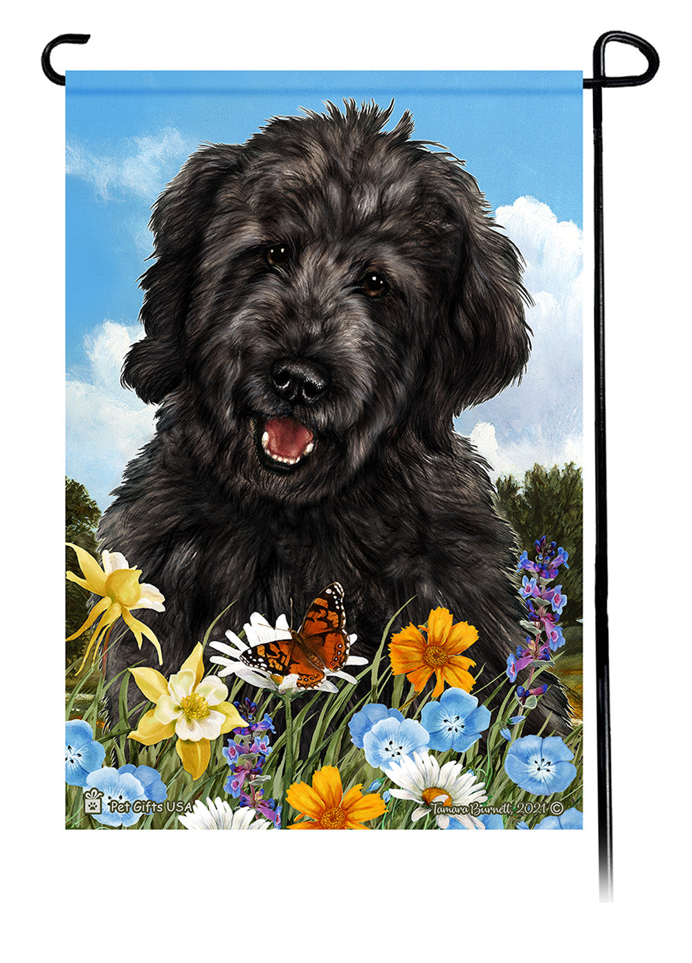 Goldendoodle Black Summer Flowers Garden Flag