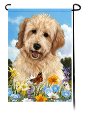 Goldendoodle Summer Flowers Garden Flag