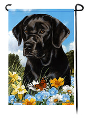 Labrador Black English Summer Flowers Garden Flag