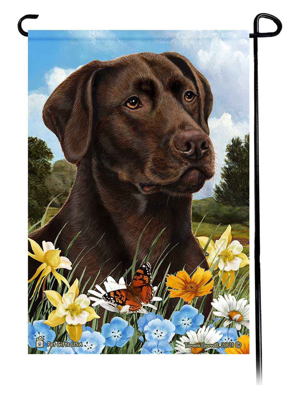 Labrador Chocolate American Summer Flowers Garden Flag