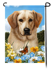 Labrador Yellow Front Face Summer Flowers Garden Flag
