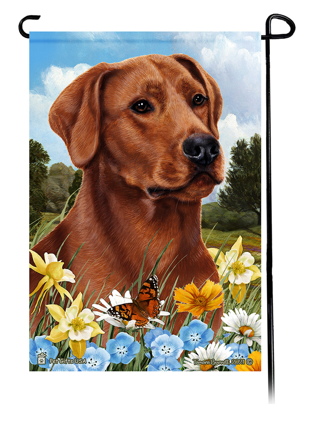 Labrador Red American Summer Flowers Garden Flag
