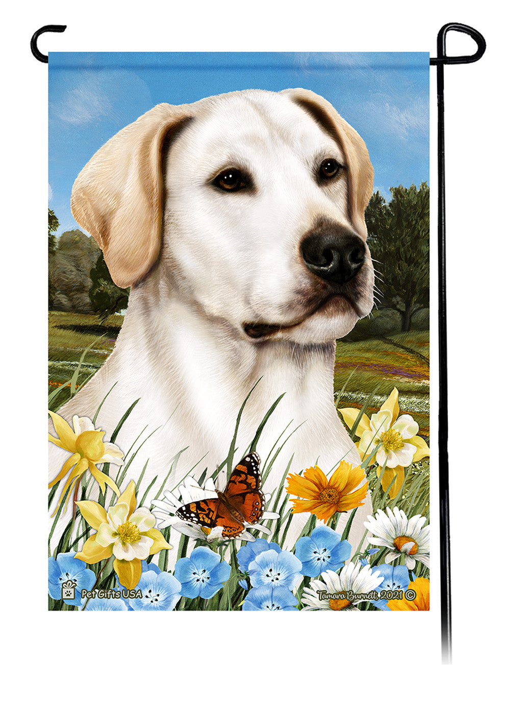 Labrador White American Summer Flowers Garden Flag