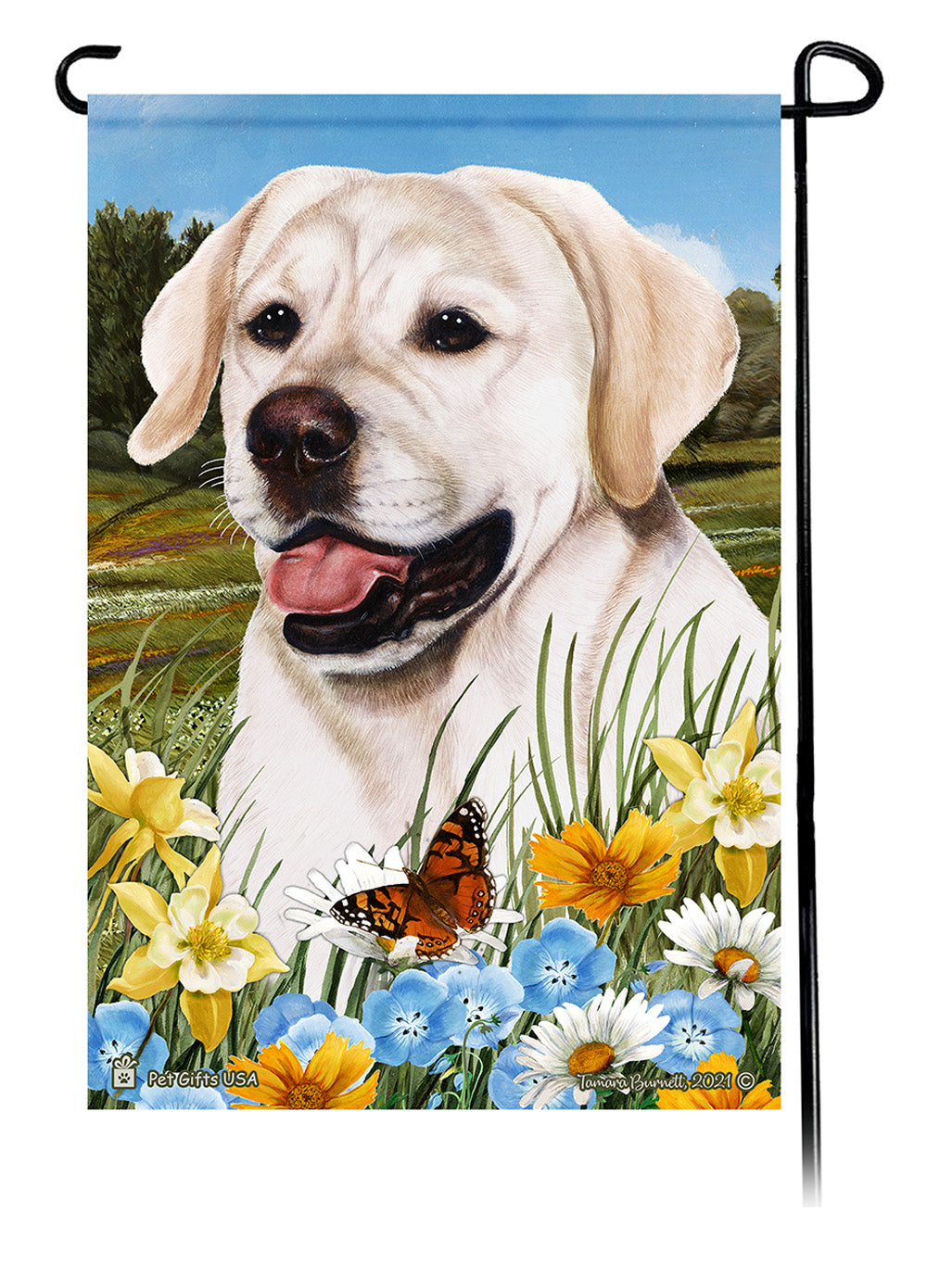 Labrador White English Summer Flowers Garden Flag