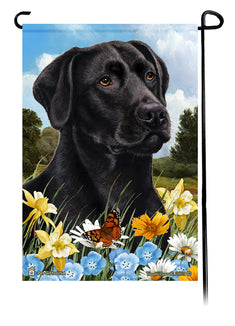 Labrador Black American Summer Flowers Garden Flag