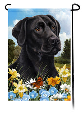 Labrador Black American Summer Flowers Garden Flag