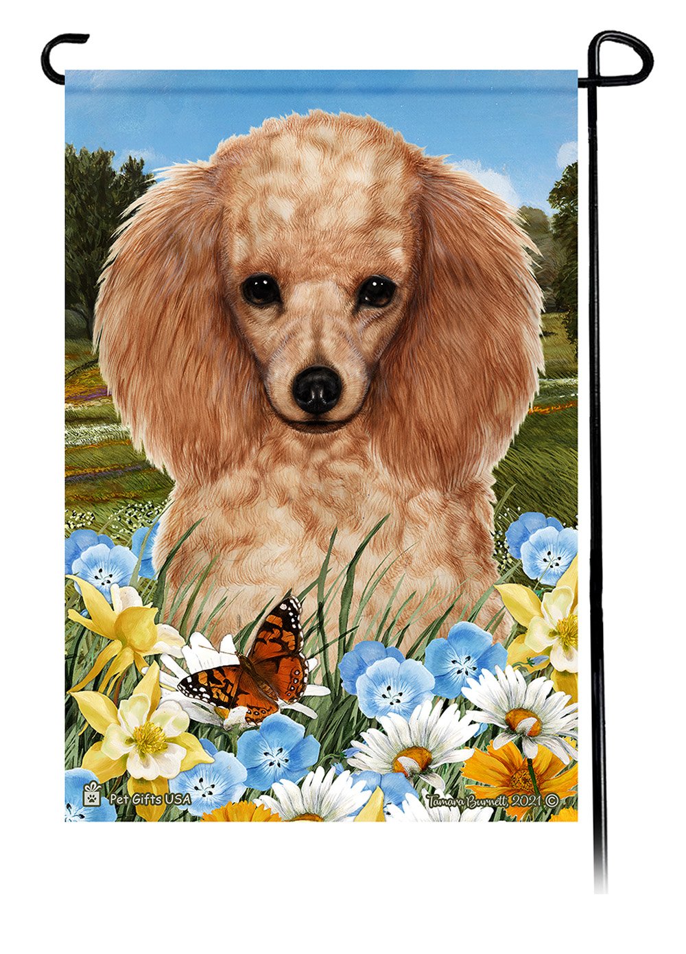 Poodle Apricot Summer Flowers Garden Flag