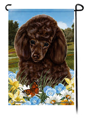 Poodle Chocolate Summer Flowers Garden Flag