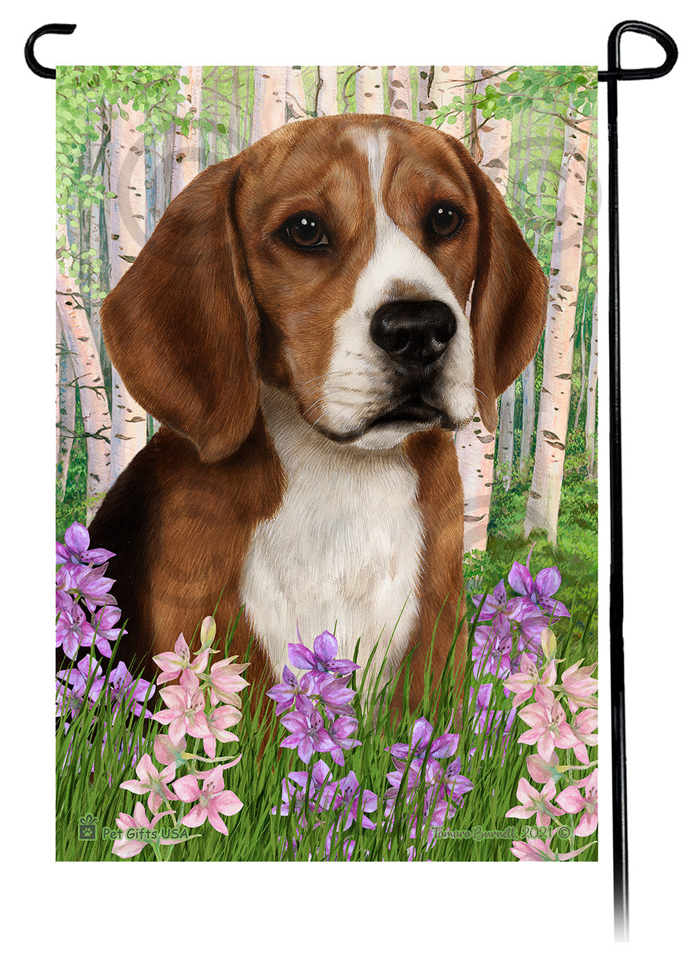Beagle Spring Flowers Flag