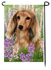 Dachshund LH Cream Spring Flowers Flag