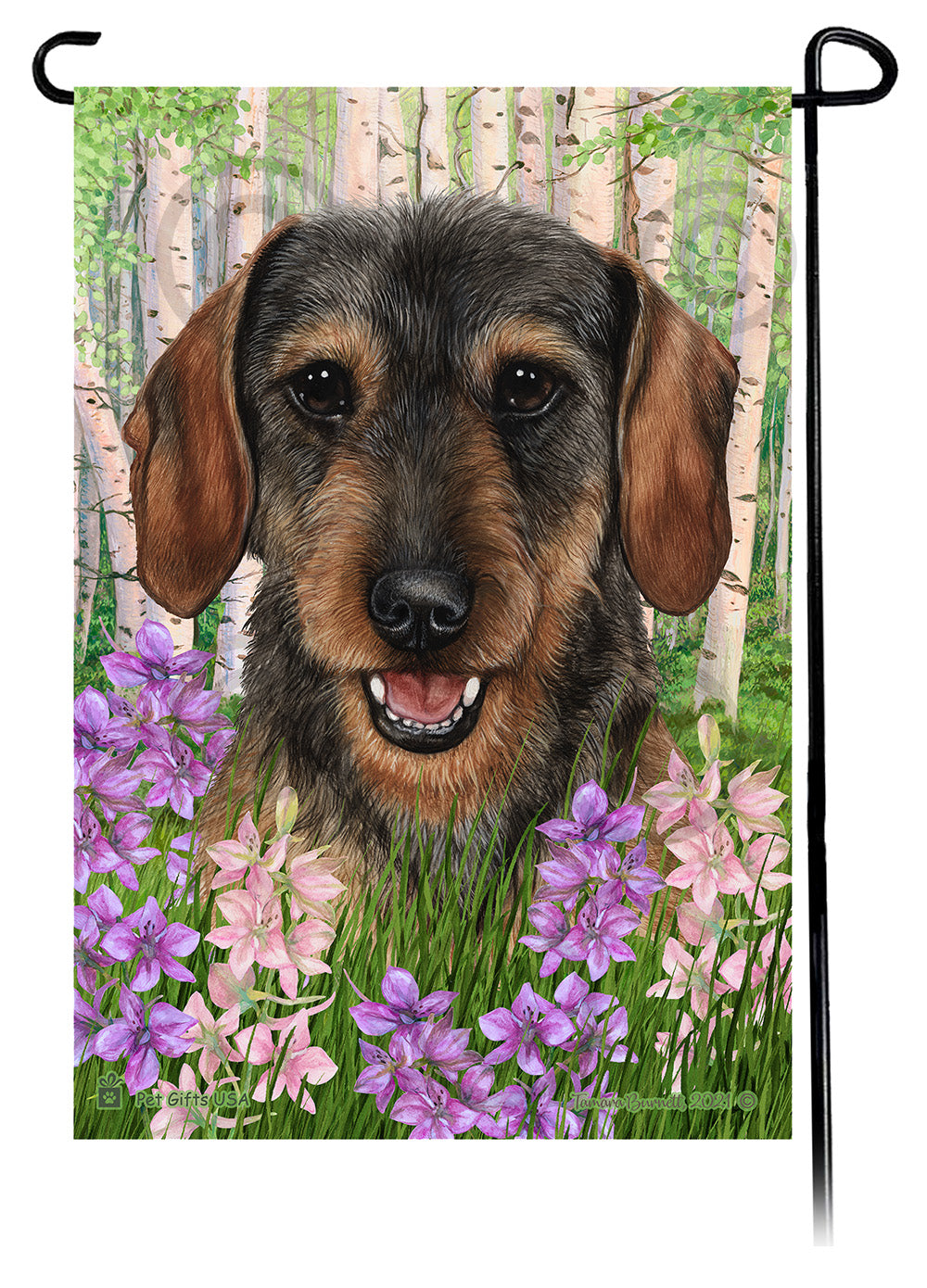Dachshund WH Wild Boar Spring Flowers Flag