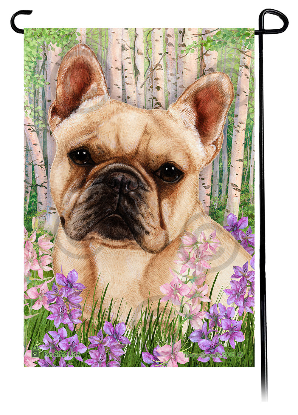 French Bulldog Cream Spring Flowers Flag
