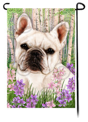 French Bulldog White Spring Flowers Flag