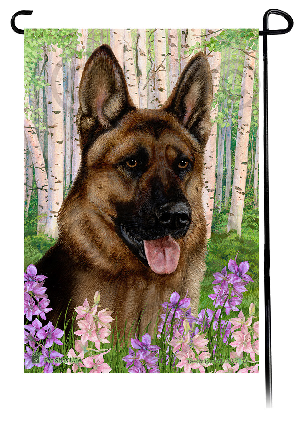 German Shepherd Red Sable Spring Flowers Flag