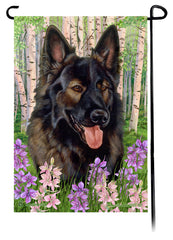 German Shepherd Plush Sable Spring Flowers Flag