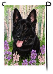 German Shepherd Black Spring Flowers Flag