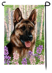 German Shepherd Fawn Sable Spring Flowers Flag