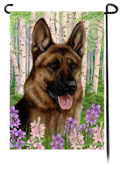 German Shepherd Red Sable Spring Flowers Flag