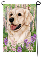 Golden Retriever White Spring Flowers Flag