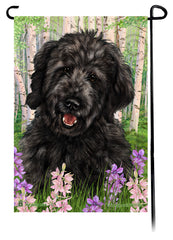 Goldendoodle Black Spring Flowers Flag