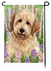 Goldendoodle Spring Flowers Flag