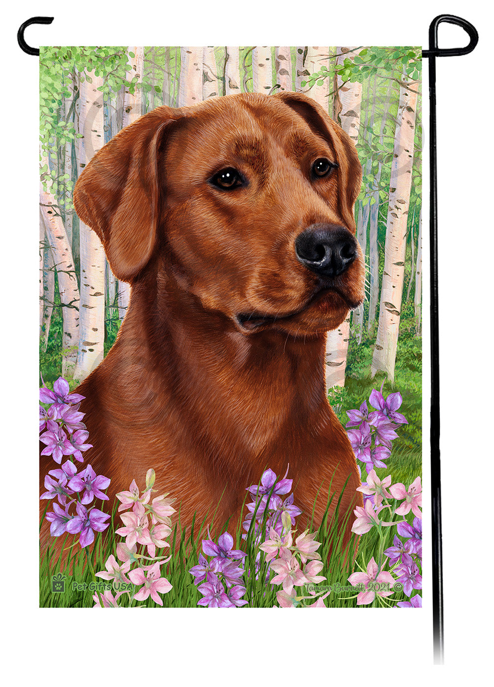 Labrador Red American Spring Flowers Flag