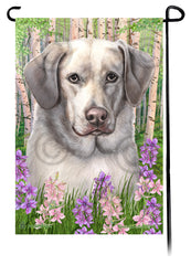 Labrador Silver Front Face Spring Flowers Flag