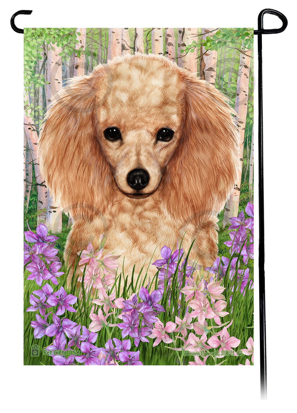 Poodle Apricot Spring Flowers Flag