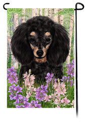 Poodle Black and Tan Spring Flowers Flag