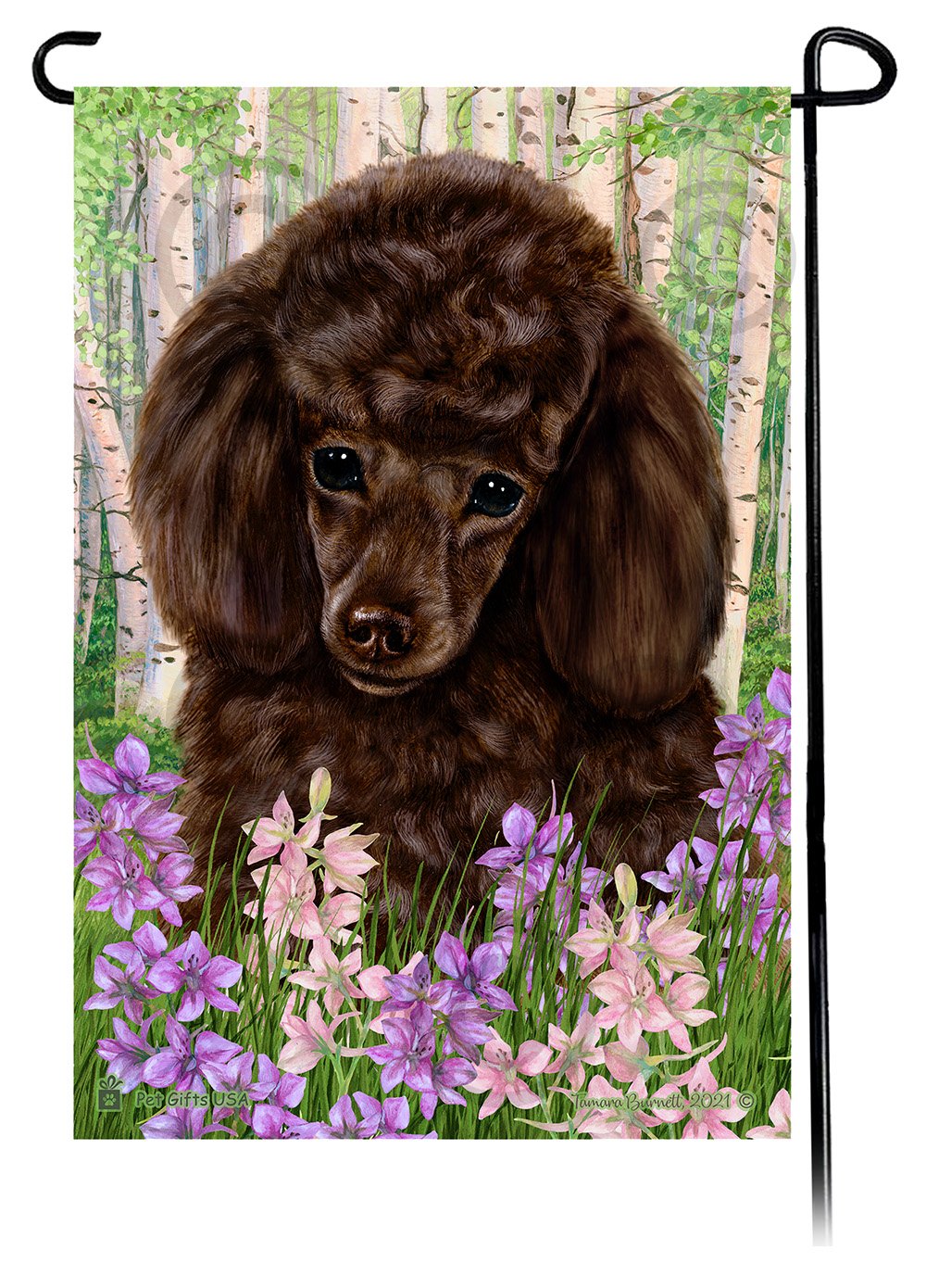 Poodle Chocolate Spring Flowers Flag