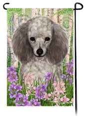 Poodle Silver Spring Flowers Flag