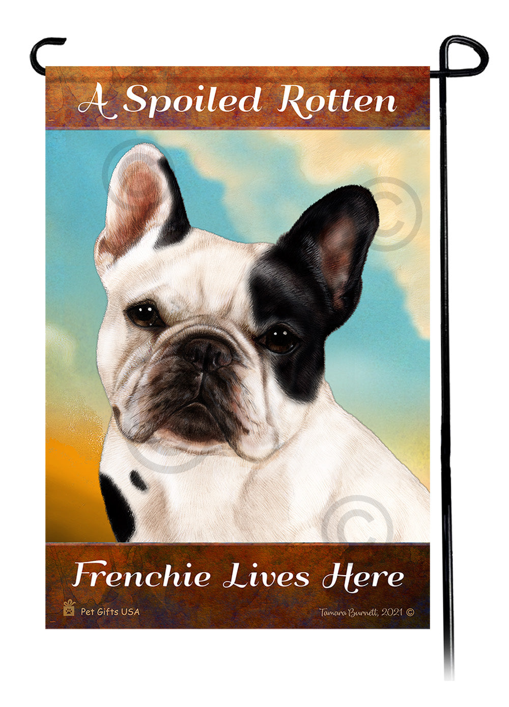 A Spoiled Rotten French Bulldog White/Black Lives Here - Garden Flag