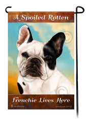 A Spoiled Rotten French Bulldog White/Black Lives Here - Garden Flag