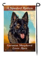 A Spoiled Rotten German Shepherd Brown Plush Lives Here - Garden Flag