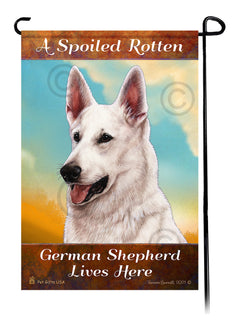 A Spoiled Rotten German Shepherd White Lives Here - Garden Flag