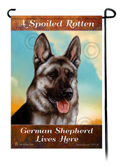 A Spoiled Rotten German Shepherd Silver Sable Lives Here - Garden Flag