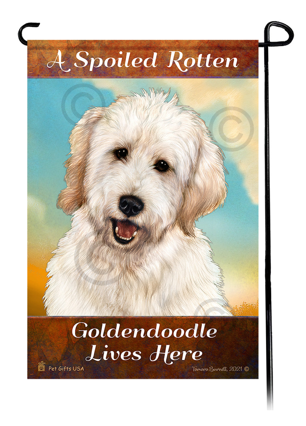 A Spoiled Rotten Goldendoodle White Lives Here - Garden Flag