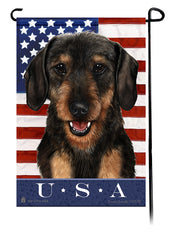 Dachshund WH Black and Tan True Blue Garden Flag