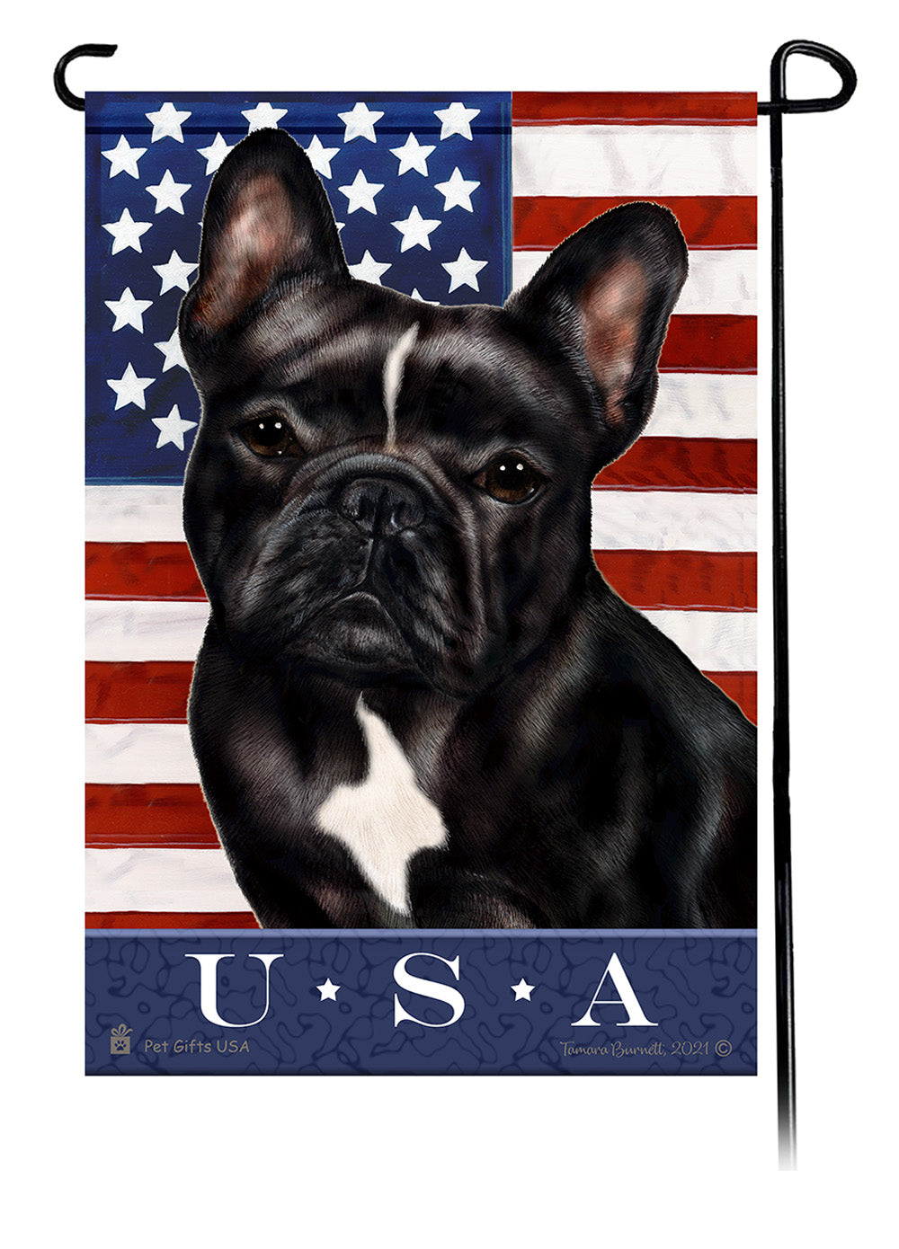 French Bulldog Black and White True Blue Garden Flag