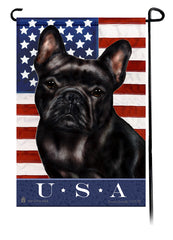 French Bulldog Black True Blue Garden Flag