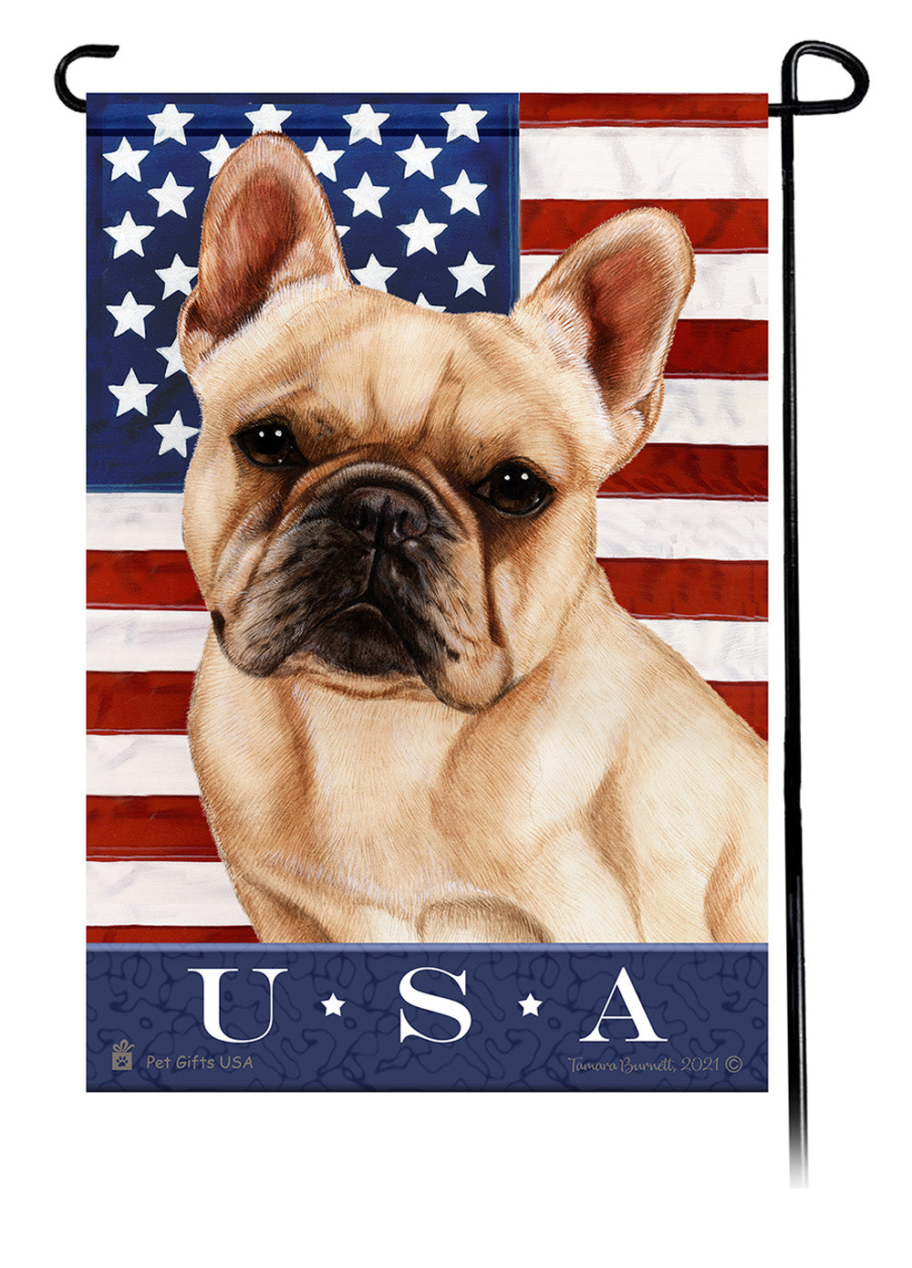 French Bulldog Cream True Blue Garden Flag