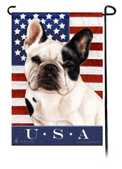 French Bulldog White & Black True Blue Garden Flag
