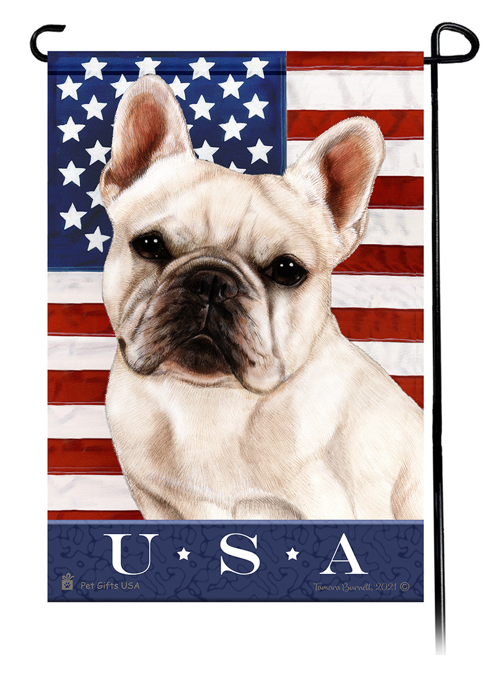 French Bulldog White True Blue Garden Flag