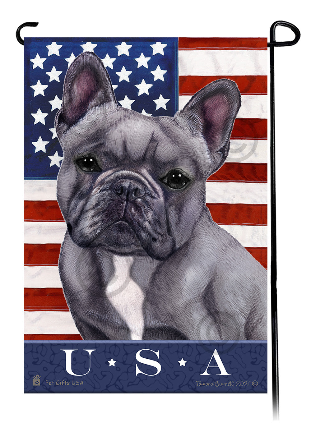 French Bulldog Blue and White True Blue Garden Flag