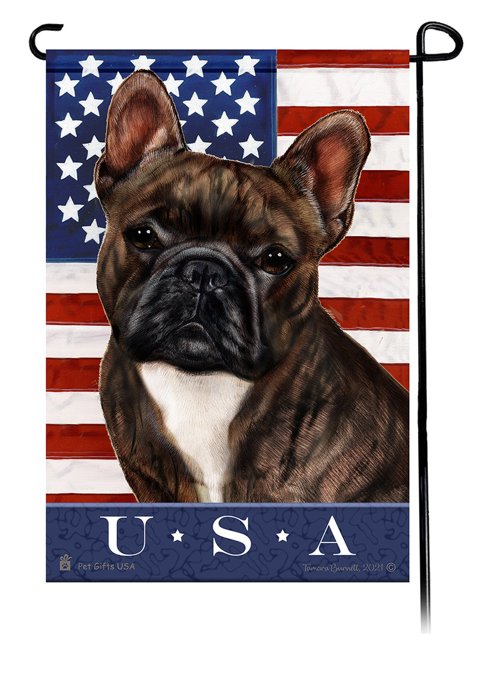 French Bulldog Brindle and White True Blue Garden Flag