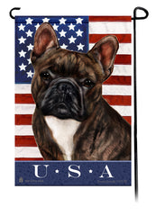 French Bulldog Brindle and White True Blue Garden Flag