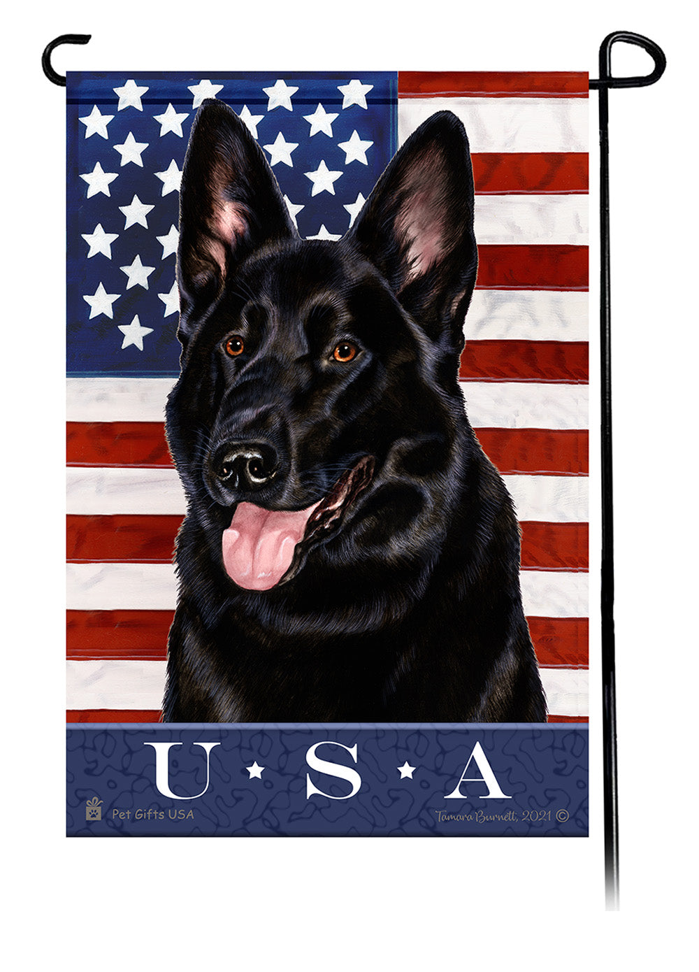 German Shepherd Black True Blue Garden Flag