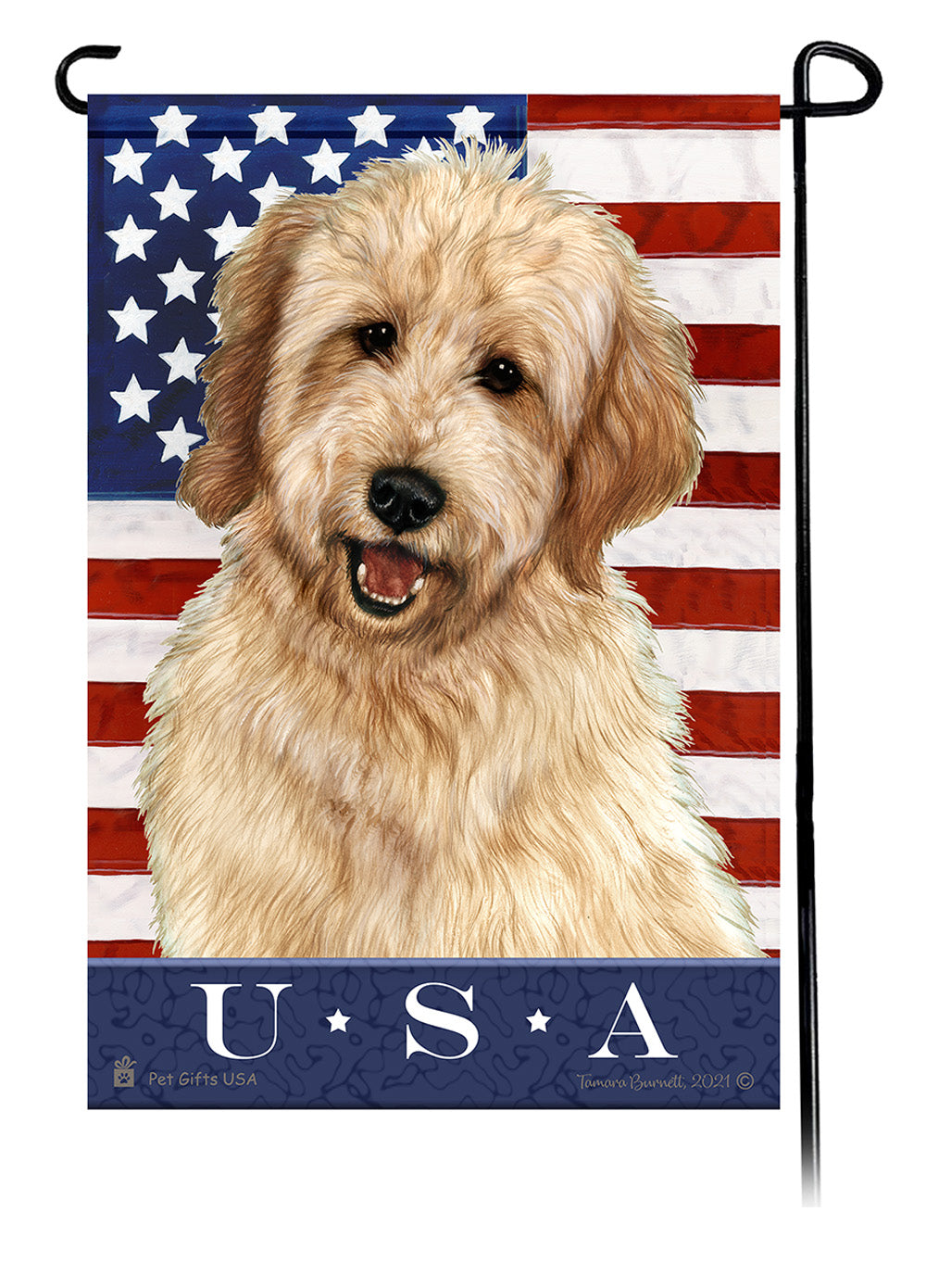 Goldendoodle True Blue Garden Flag