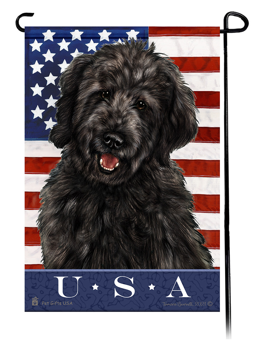Goldendoodle Black True Blue Garden Flag