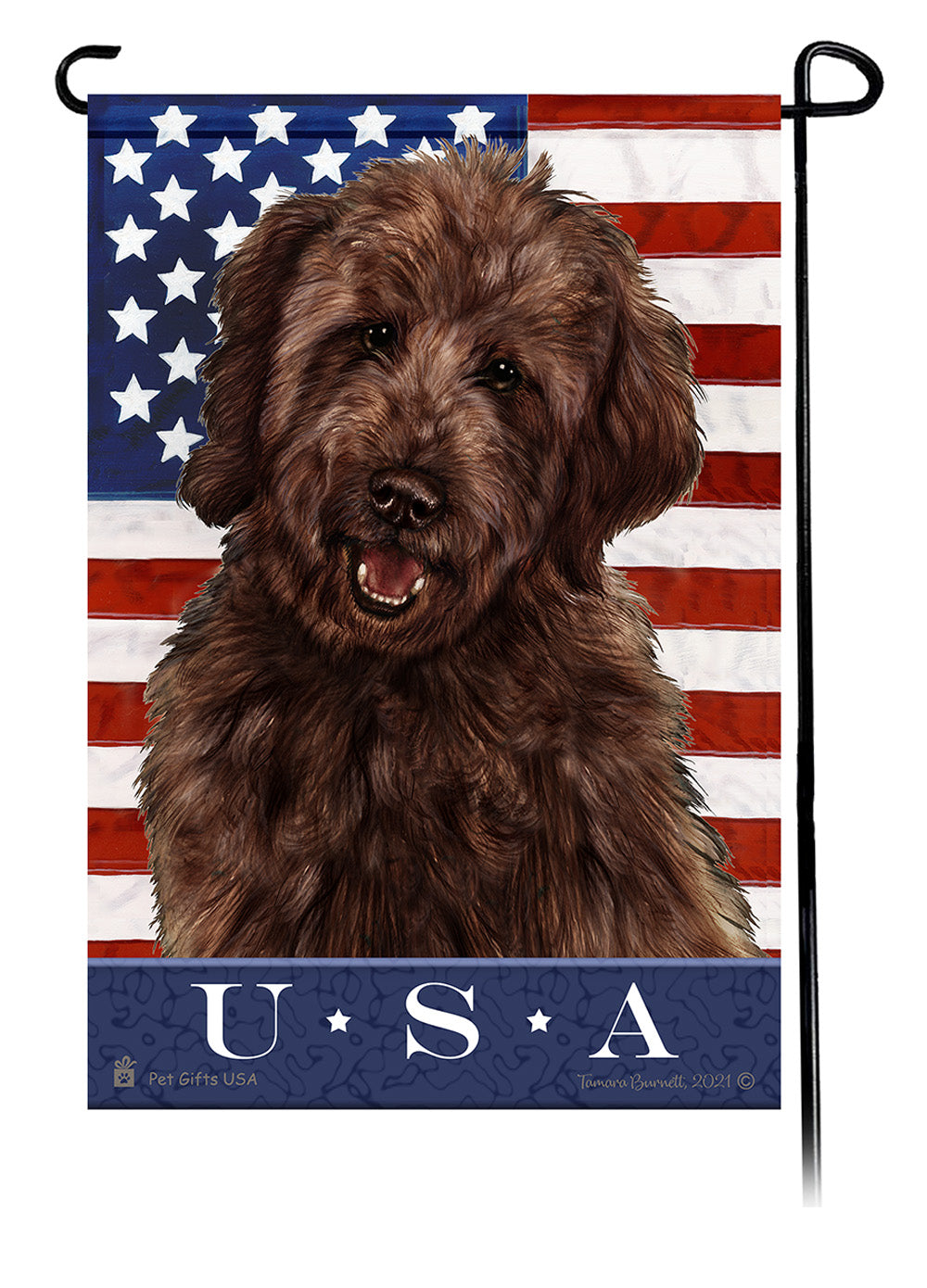 Goldendoodle Chocolate True Blue Garden Flag